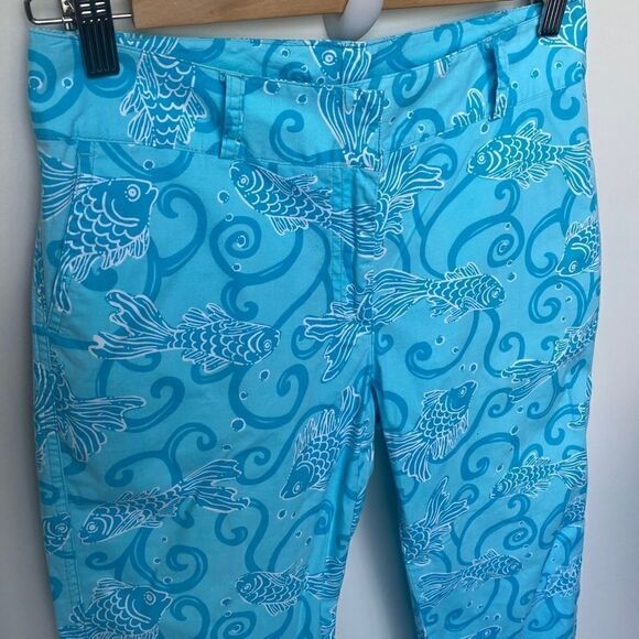 Lilly Pulitzer Blue Koi Fish Pattern Cotton Pants - Picture 2 of 5